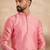 Men pink polyester solid embroidered straight kurta