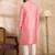 Men pink polyester solid embroidered straight kurta