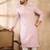 Men pink viscose rayon solid embroidered straight kurta