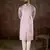 Men lavender silk blend solid embroidered straight kurta