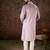 Men lavender silk blend solid embroidered straight kurta