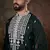 Men black silk blend solid embroidered straight kurta