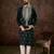 Men black silk blend solid embroidered straight kurta