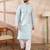 Men blue silk blend solid woven design straight kurta