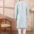 Men blue silk blend solid woven design straight kurta