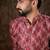 Men maroon silk blend chevron printed straight kurta