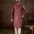 Men maroon silk blend chevron printed straight kurta