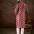 Men maroon silk blend chevron printed straight kurta