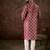 Men maroon silk blend chevron printed straight kurta