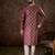 Men maroon silk blend chevron printed straight kurta