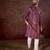 Men purple silk blend striped printed straight kurta