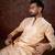 Men cream silk blend abstract printed straight kurta