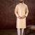 Men cream silk blend abstract printed straight kurta