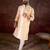 Men cream silk blend abstract printed straight kurta