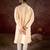 Men cream silk blend abstract printed straight kurta