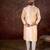 Men cream silk blend abstract printed straight kurta