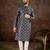 Men violet silk blend chevron printed straight kurta
