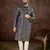 Men violet silk blend chevron printed straight kurta
