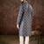 Men violet silk blend chevron printed straight kurta