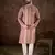 Men mauve silk blend floral printed straight kurta