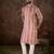 Men mauve silk blend floral printed straight kurta