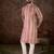 Men mauve silk blend floral printed straight kurta