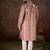 Men mauve silk blend floral printed straight kurta
