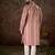 Men mauve silk blend floral printed straight kurta