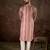 Men mauve silk blend floral printed straight kurta