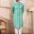 Men green silk blend floral printed straight kurta