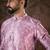 Men lavender silk blend floral printed straight kurta