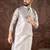 Men grey silk blend floral printed straight kurta