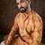Men mustard silk blend ethnic motifs printed straight kurta