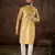 Men mustard silk blend ethnic motifs printed straight kurta