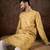 Men mustard silk blend ethnic motifs printed straight kurta