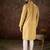 Men mustard silk blend ethnic motifs printed straight kurta