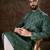 Men sea green silk blend ethnic motifs printed straight kurta