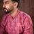 Men pink silk blend ethnic motifs printed straight kurta