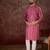 Men pink silk blend ethnic motifs printed straight kurta