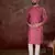 Men pink silk blend ethnic motifs printed straight kurta