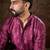 Men purple silk blend floral printed straight kurta