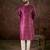 Men purple silk blend floral printed straight kurta