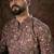 Men mauve silk blend floral printed straight kurta