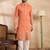 Men peach vartican solid embroidered straight kurta