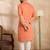 Men peach vartican solid embroidered straight kurta
