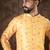 Men yellow silk blend ethnic motifs printed straight kurta