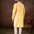 Men yellow silk blend ethnic motifs printed straight kurta