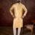 Men yellow silk blend floral printed straight kurta