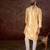 Men yellow silk blend floral printed straight kurta