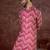 Men magenta silk blend chevron printed straight kurta
